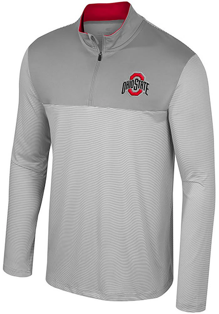 Colosseum Ohio State Buckeyes Mens Grey Tuck Long Sleeve Qtr Zip Pullover