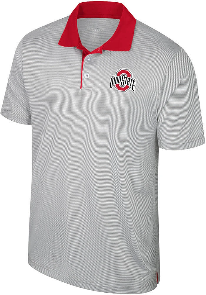 Colosseum Ohio State Buckeyes Mens Grey Tuck Short Sleeve Polo