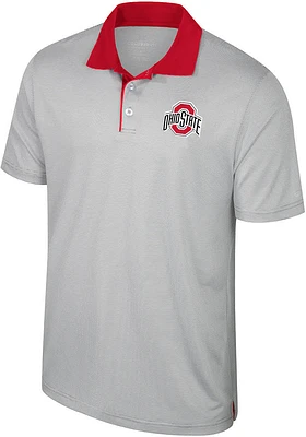 Colosseum Ohio State Buckeyes Mens Grey Tuck Short Sleeve Polo