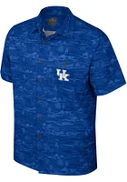 Colosseum Kentucky Wildcats Mens Blue Ozark Camp Short Sleeve Dress Shirt