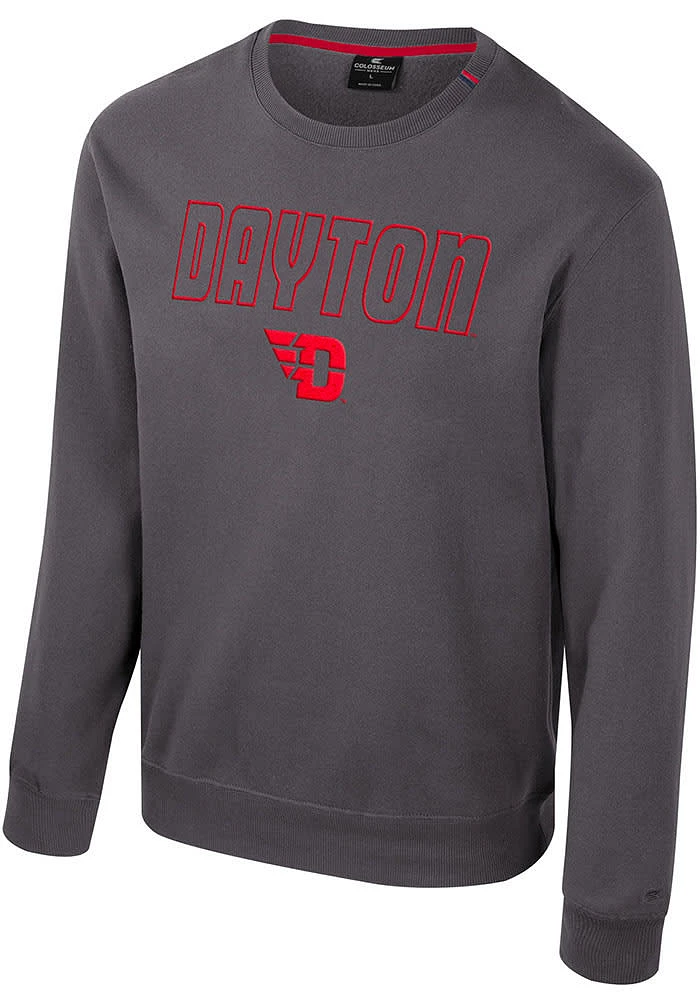 Colosseum Dayton Flyers Mens Charcoal Zion Long Sleeve Crew Sweatshirt