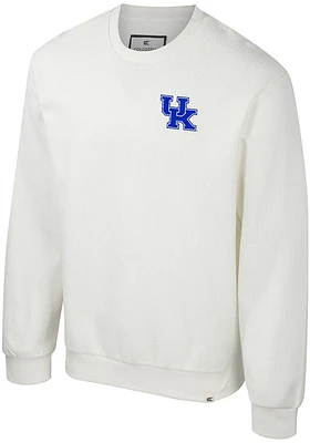 Colosseum Kentucky Wildcats Mens White Agent Ribbed Long Sleeve Crew Sweatshirt