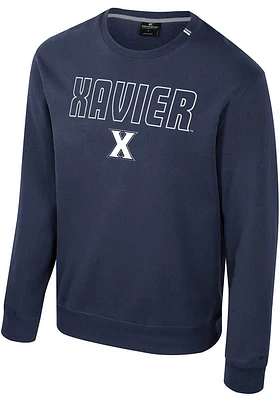 Colosseum Xavier Musketeers Mens Navy Blue Zion Long Sleeve Crew Sweatshirt