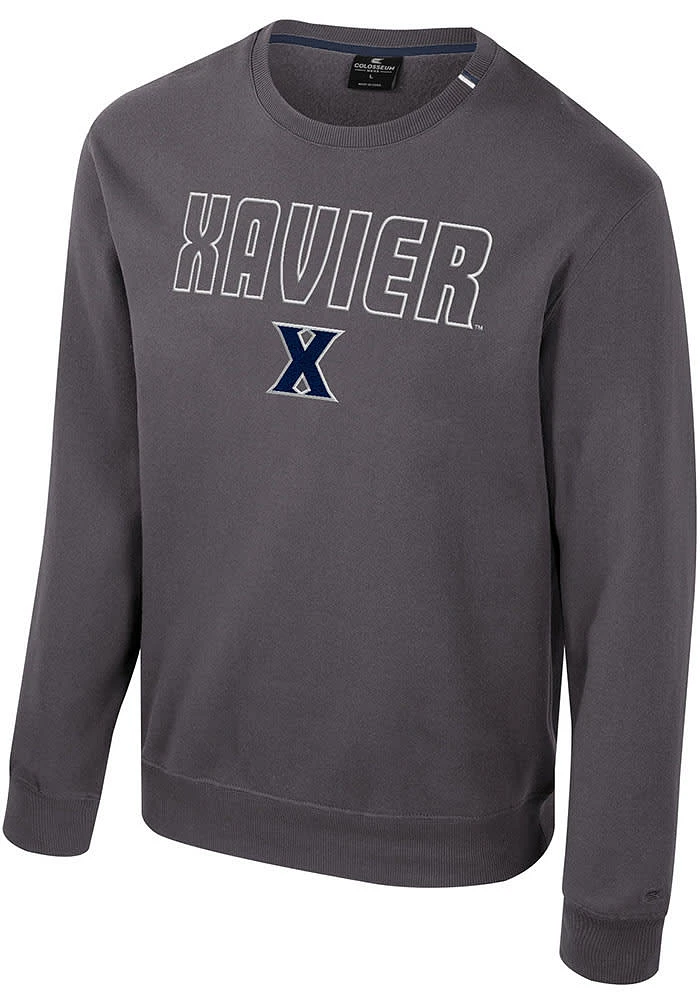 Colosseum Xavier Musketeers Mens Charcoal Zion Long Sleeve Crew Sweatshirt