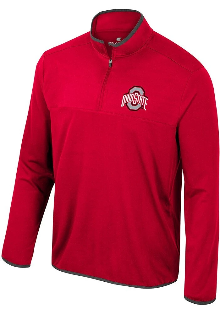 Colosseum Ohio State Buckeyes Mens Red Potential Long Sleeve Qtr Zip Pullover