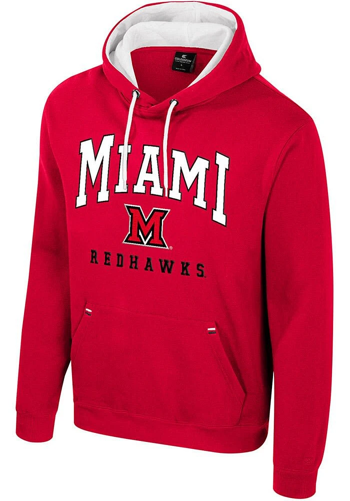 Colosseum Miami RedHawks Mens Red Zion Long Sleeve Hoodie