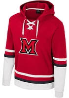 Colosseum Miami RedHawks Mens Red Ringing Lace Up Hockey Long Sleeve Hoodie