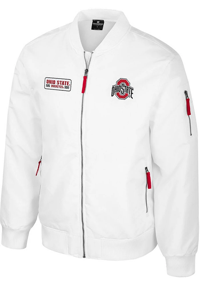 Colosseum Ohio State Buckeyes Mens White Rabbit Bomber Heavyweight Jacket