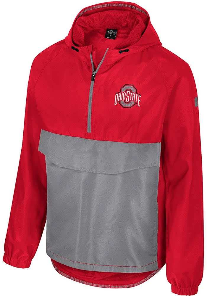 Colosseum Ohio State Buckeyes Mens Red Reloaded Zip Anorak Light Weight Jacket