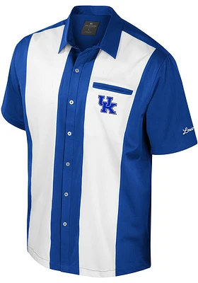 Colosseum Kentucky Wildcats Mens Blue Bowling Button Up Short Sleeve Dress Shirt