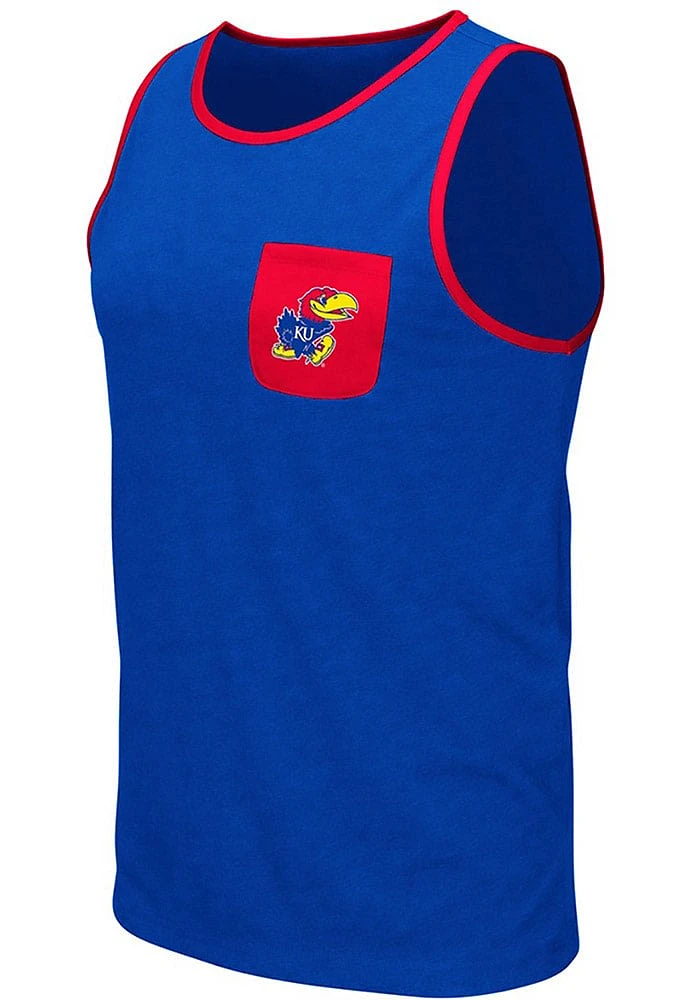 Colosseum Kansas Jayhawks Mens Blue Babka Short Sleeve Tank Top
