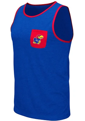 Colosseum Kansas Jayhawks Mens Blue Babka Short Sleeve Tank Top