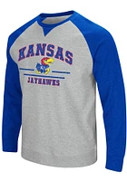 Colosseum Kansas Jayhawks Mens Grey Turf Long Sleeve Fashion Sweatshirt