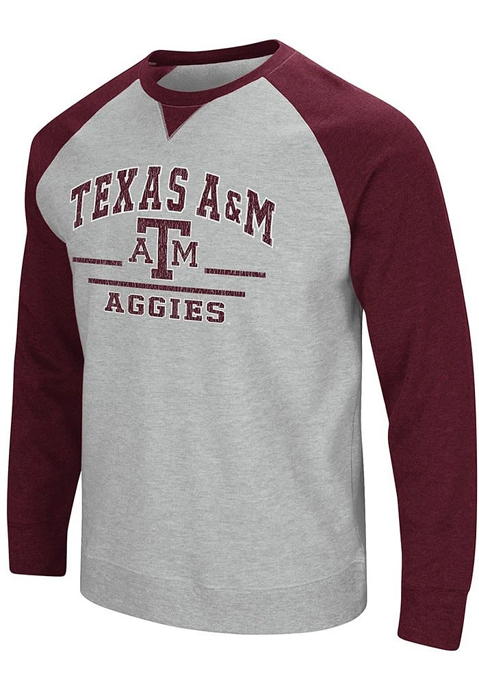 Colosseum Texas A&M Aggies Mens Grey Turf Long Sleeve Fashion Sweatshirt