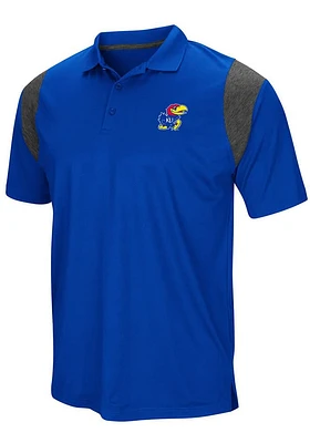 Colosseum Kansas Jayhawks Mens Blue Friend Short Sleeve Polo