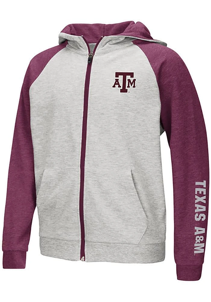 Colosseum Texas A&M Aggies Youth Grey Parabolic Long Sleeve Full Zip Jacket