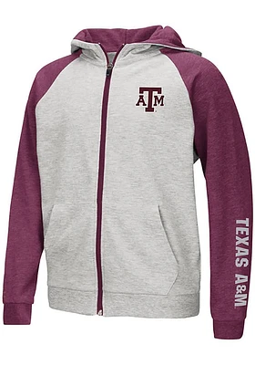 Colosseum Texas A&M Aggies Youth Grey Parabolic Long Sleeve Full Zip Jacket