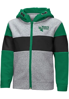 Colosseum North Texas Mean Green Toddler Snowplough Long Sleeve Full Zip Sweatshirt - Grey