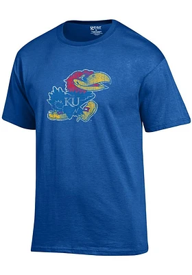 Kansas Jayhawks Blue Distressed Short Sleeve T Shirt