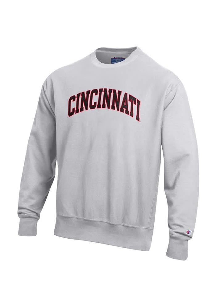 Champion Cincinnati Bearcats Mens Grey Arch Wordmark Long Sleeve Crew Sweatshirt