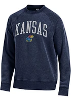 Kansas Jayhawks Mens Navy Blue Outta Town Long Sleeve Crew Sweatshirt