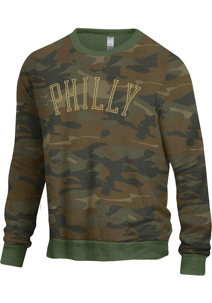 Alternative Apparel Philadelphia Mens Green Champ Crew Long Sleeve Sweatshirt