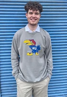 Kansas Jayhawks Mens Charcoal Comfort Wash Big 41 Logo Long Sleeve Crew Sweatshirt