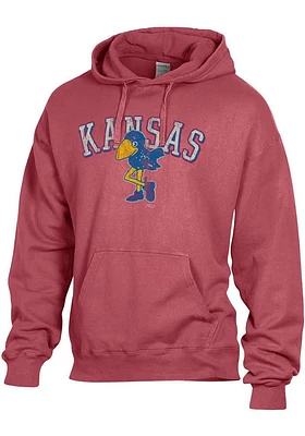 Kansas Jayhawks Mens Red Comfort Wash Long Sleeve Hoodie