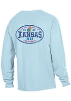 Kansas Jayhawks Light Blue Comfort Wash Long Sleeve T Shirt