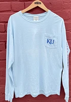Kansas Jayhawks Light Blue Comfort Wash Long Sleeve T Shirt
