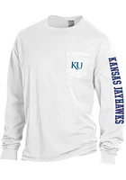 Kansas Jayhawks White Comfort Wash Long Sleeve T Shirt