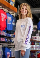 Kansas Jayhawks White Comfort Wash Long Sleeve T Shirt