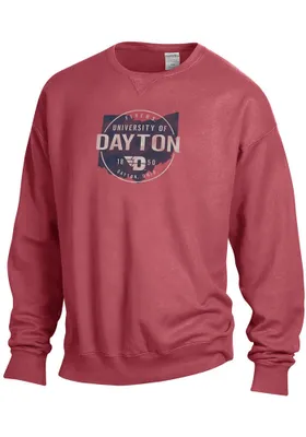 Dayton Flyers Mens Red Comfort Wash Long Sleeve Crew Sweatshirt