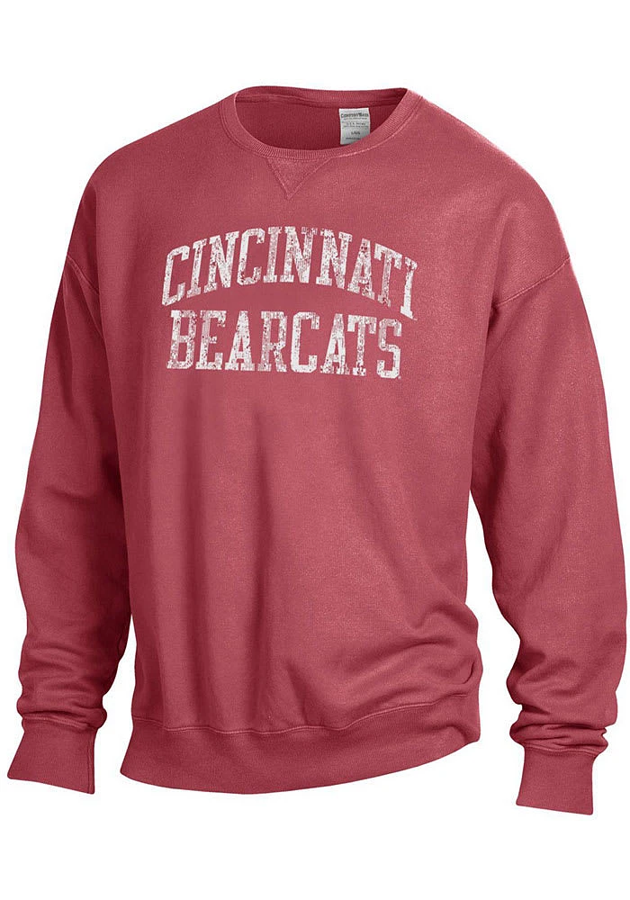 Cincinnati Bearcats Womens Red Comfort Wash Crew Sweatshirt