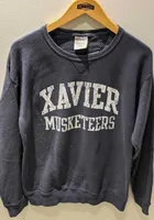 Xavier Musketeers Womens Navy Blue Comfort Wash Crew Sweatshirt