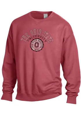 Ohio State Buckeyes Womens Red Comfort Wash Crew Sweatshirt