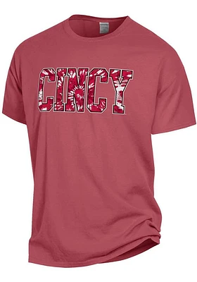 Cincinnati Bearcats Womens Red Comfort Wash Tie Dye Text Short Sleeve T-Shirt