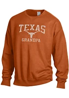 Texas Longhorns Mens Burnt Orange Comfort Wash Grandpa Long Sleeve Crew Sweatshirt