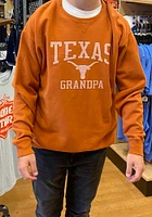 Texas Longhorns Mens Burnt Orange Comfort Wash Grandpa Long Sleeve Crew Sweatshirt