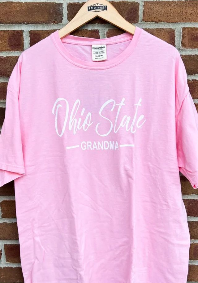 Ohio State Buckeyes Womens Pink Script Grandma Short Sleeve T-Shirt