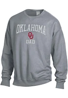 Oklahoma Sooners Mens Charcoal Garment Dyed Dad Long Sleeve Crew Sweatshirt