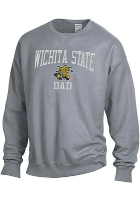 Wichita State Shockers Mens Charcoal Garment Dyed Dad Long Sleeve Crew Sweatshirt