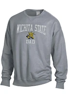 Wichita State Shockers Mens Charcoal Garment Dyed Dad Long Sleeve Crew Sweatshirt