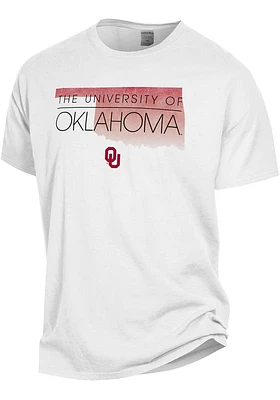 Oklahoma Sooners Womens White Ombre State Shape Short Sleeve T-Shirt