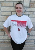 Oklahoma Sooners Womens White Ombre State Shape Short Sleeve T-Shirt
