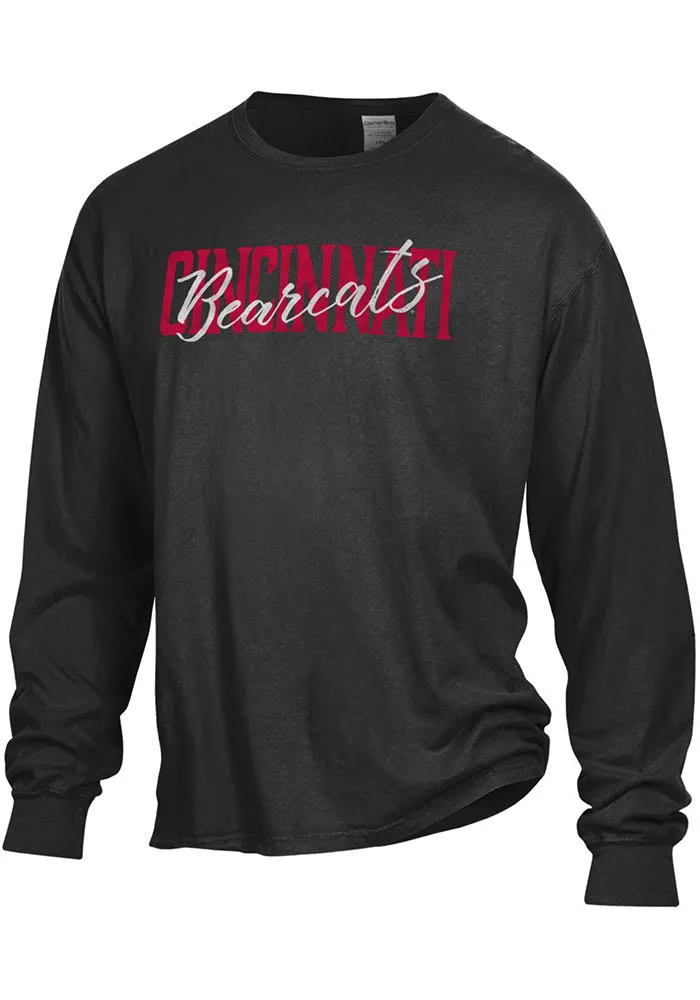 Cincinnati Bearcats Womens Black Script Overlay LS Tee