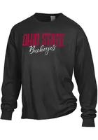 Ohio State Buckeyes Womens Black Script Overlay LS Tee