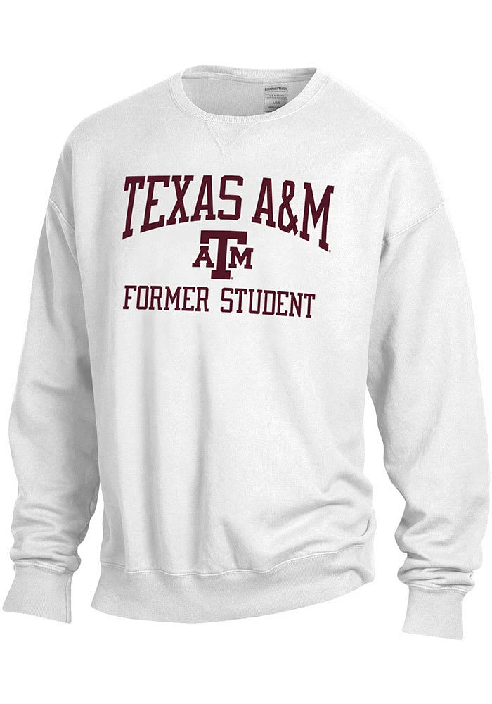 Texas A&M Aggies Mens White Former Student Long Sleeve Crew Sweatshirt