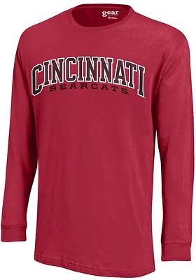 Cincinnati Bearcats Red Arch Wordmark Long Sleeve T Shirt