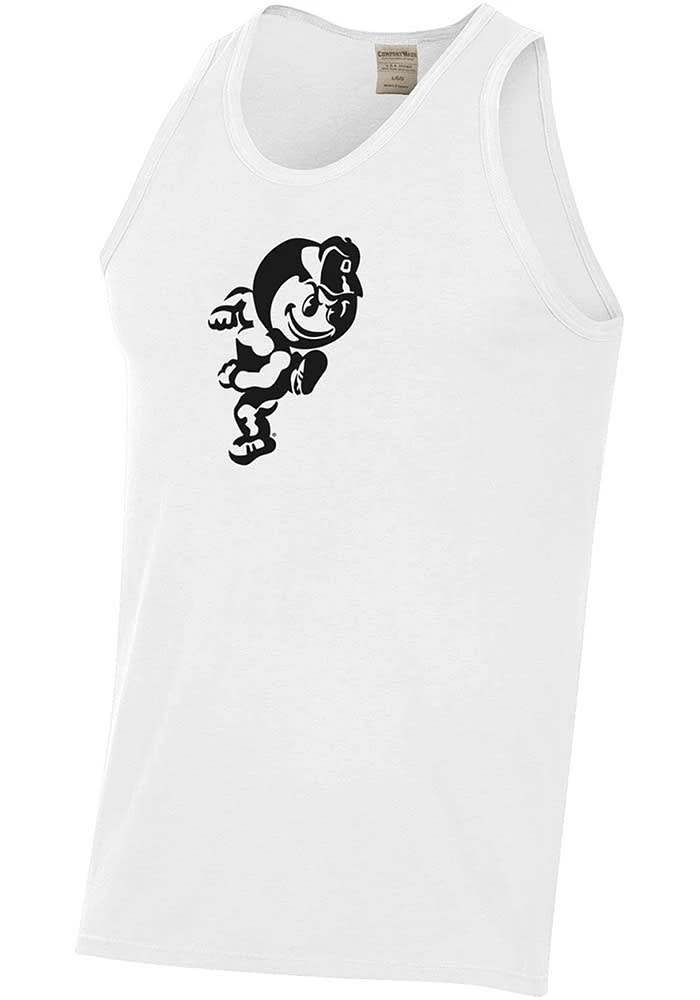 Ohio State Buckeyes Mens White Comfort Wash Logo Short Sleeve Tank Top